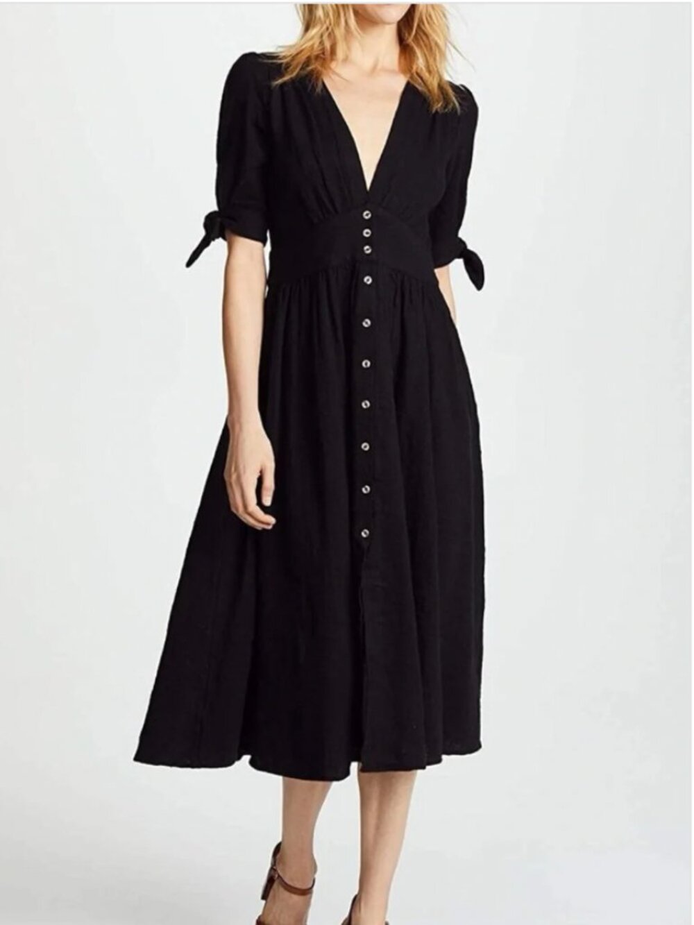 Free People Love of My Life Midi Dress Black Size Medium